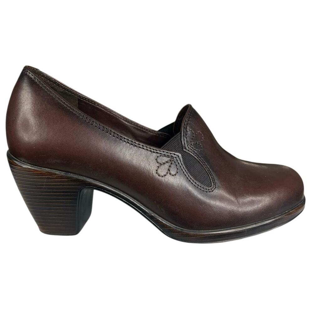 Dansko Women’s Beth Brown Leather Slip On Clog Heels Size 36 US 5.5/6